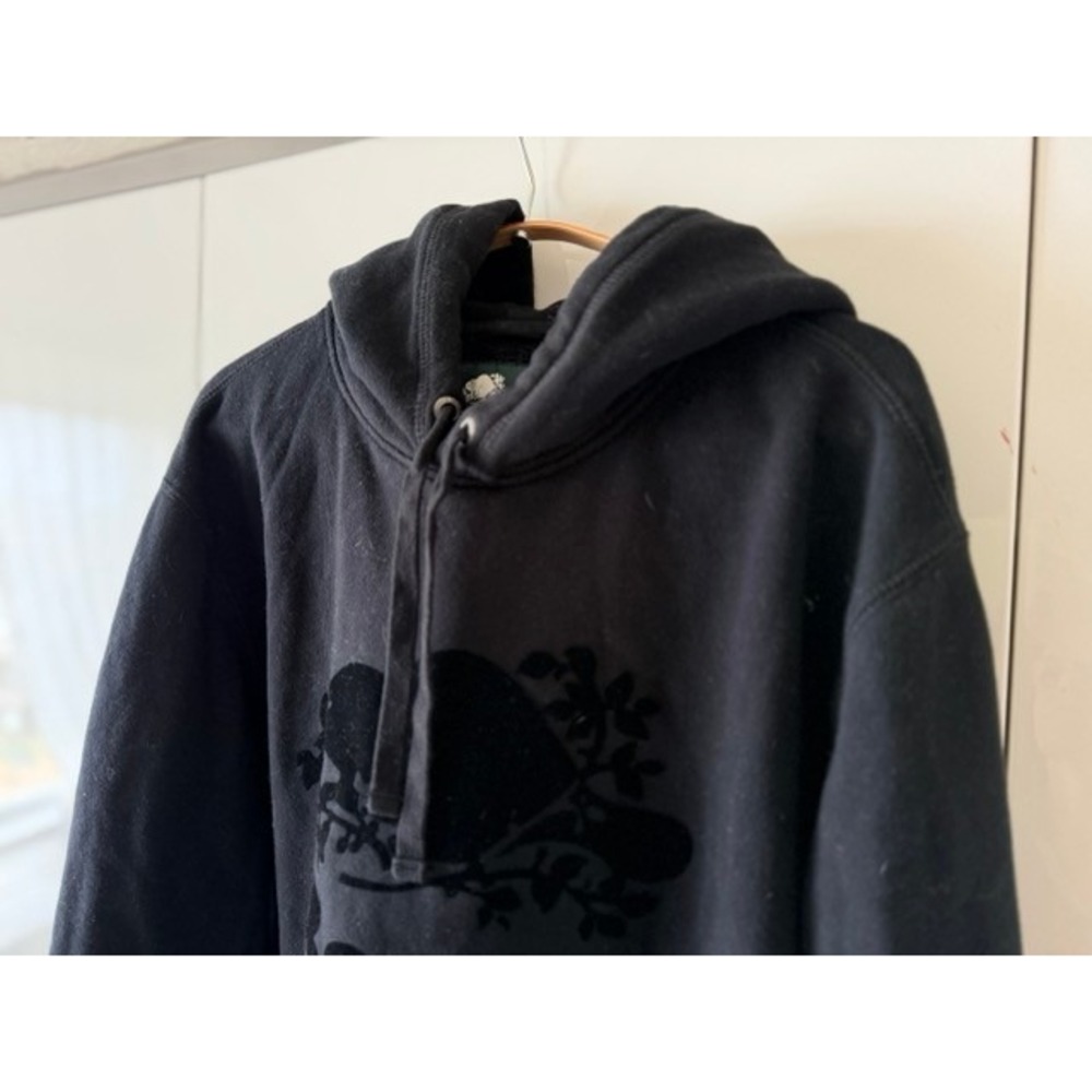 Roots Canada Black Hoodie Beaver Logo [L] Y2K Retro Streetwear Vintage - Picture 4 of 5